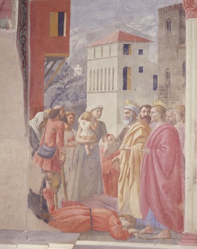 Die Verteilung von Almosen und der Tod des Ananias von Tommaso Masaccio